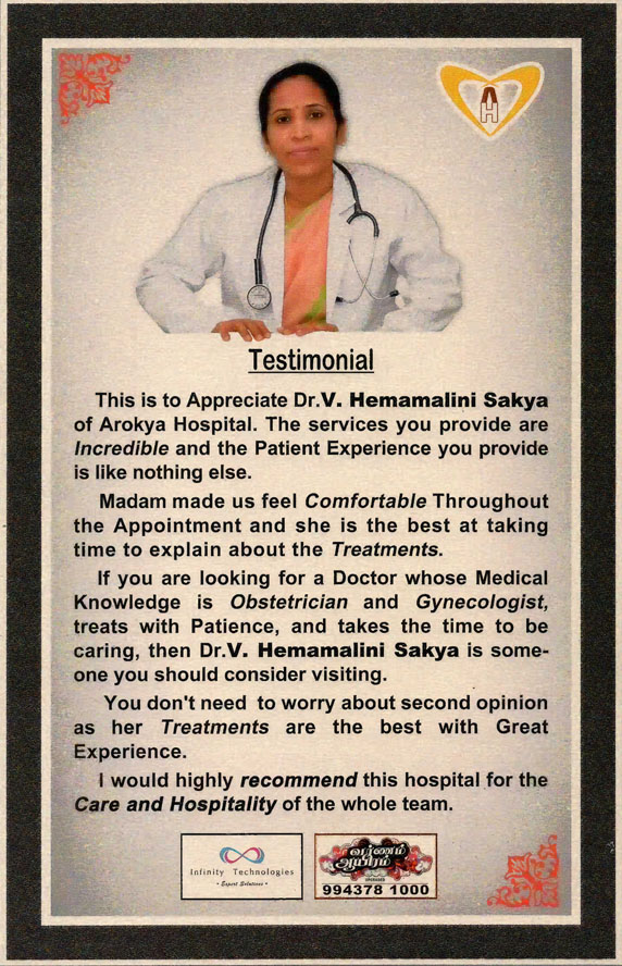 Testimonial to Dr.Hemamalini Sakya